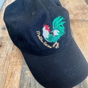 Anthropologie Black Cap with Rooster Embroidery